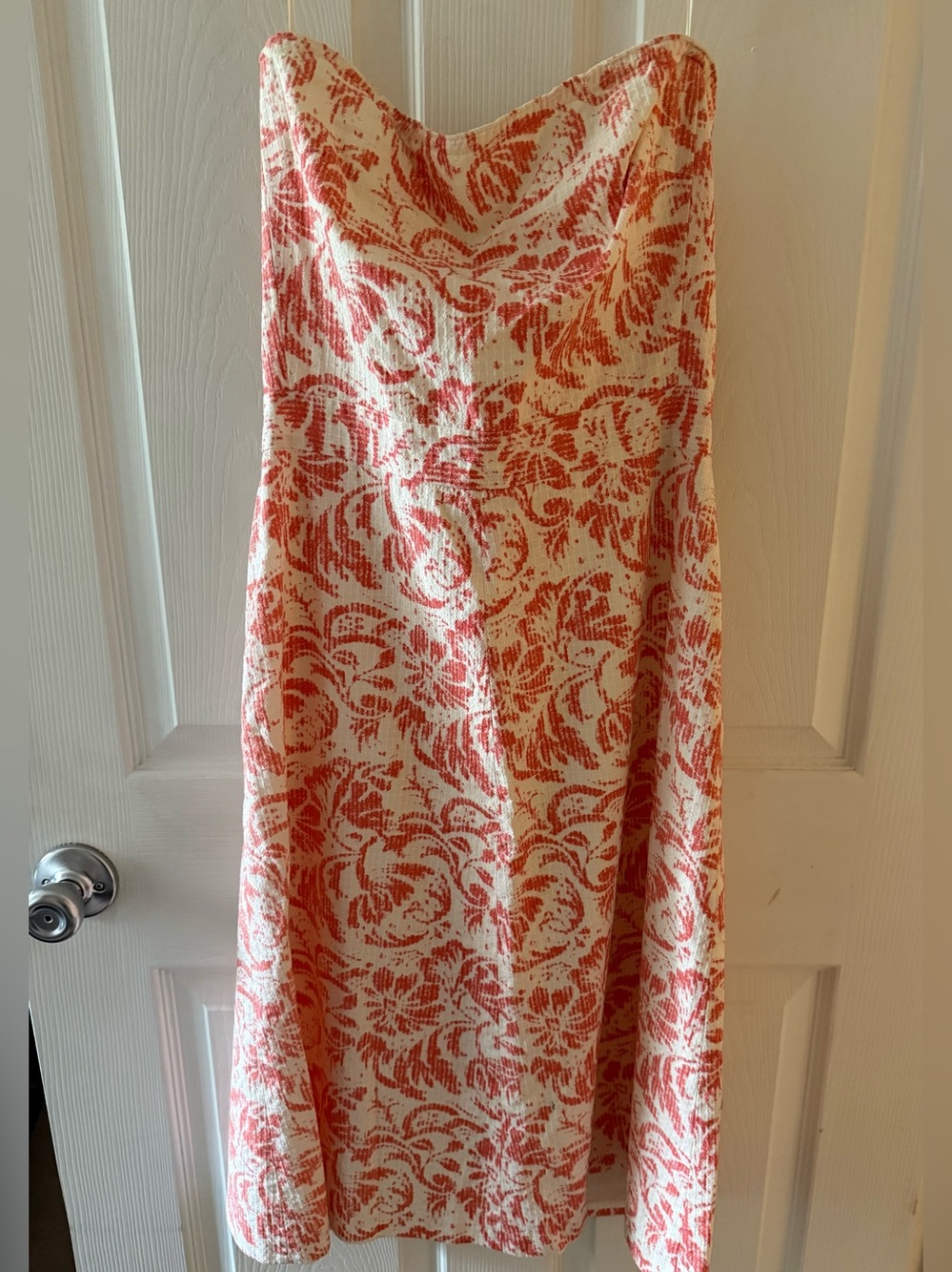 Vibrant Coral and Cream Floral Print A-Line Dress by J Crew - Size 10